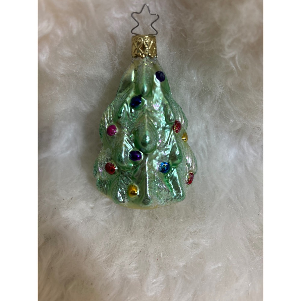 Unbranded Glass Ornament Unisex OS Christmas Tree Green Iridescent Vintage Style